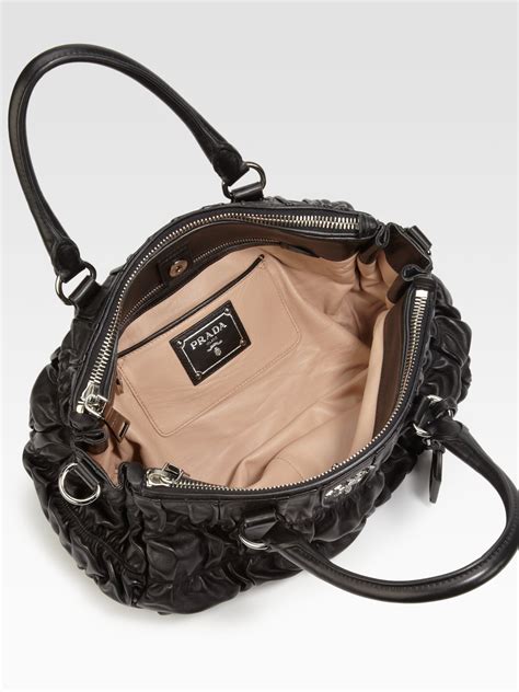 prada ruched bag|prada black leather bag.